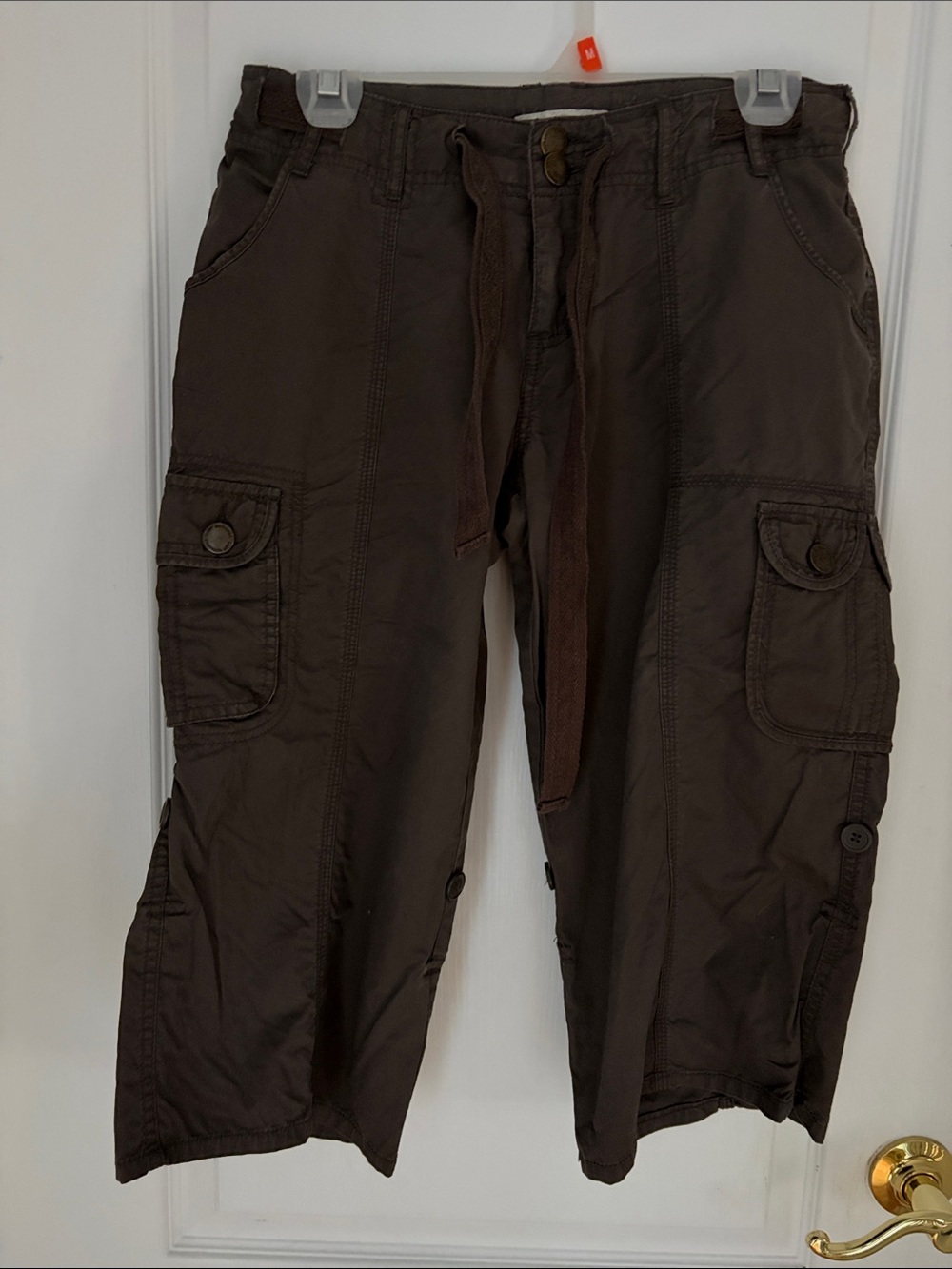 Women's Lady Hathaway Brown Cargo Capris with Utility Pockets